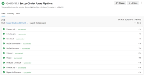 Azure DevOps build steps succeeded